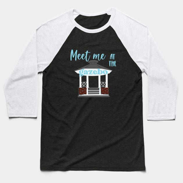 Meet Me at the Gazebo Blue Baseball T-Shirt by CaffeinatedWhims